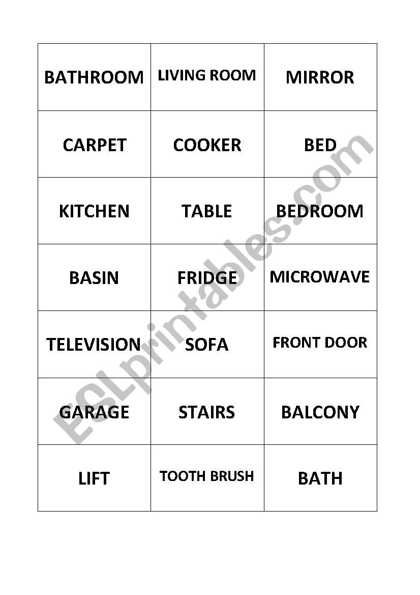 Home - vocabulary game worksheet