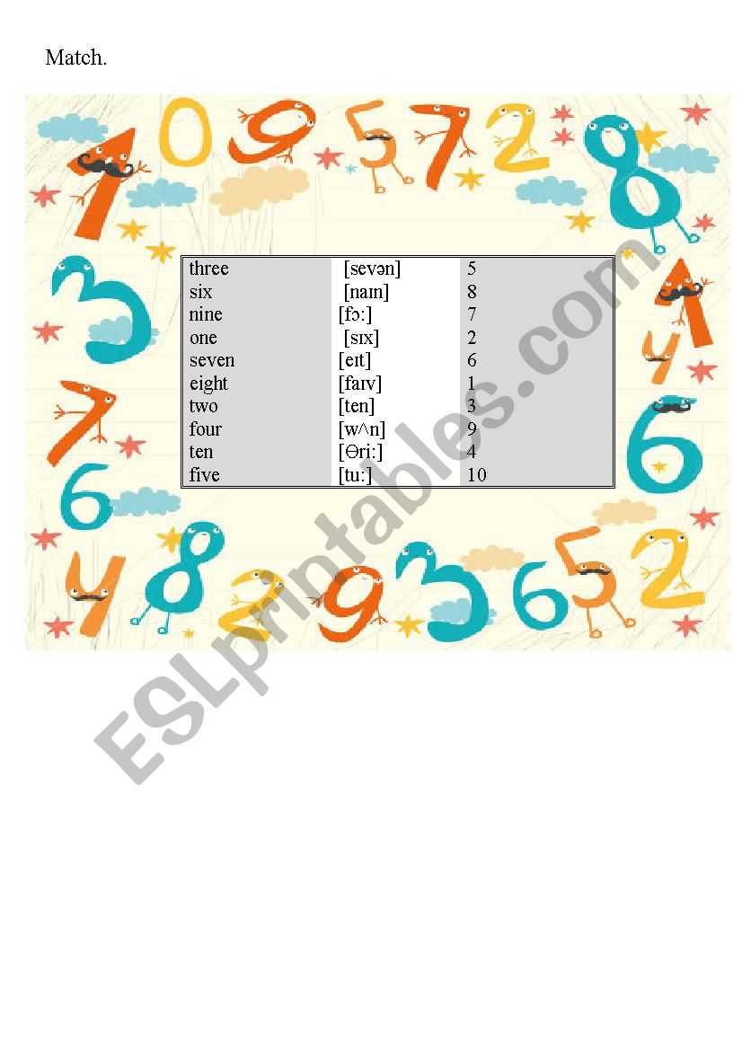 Numbers worksheet