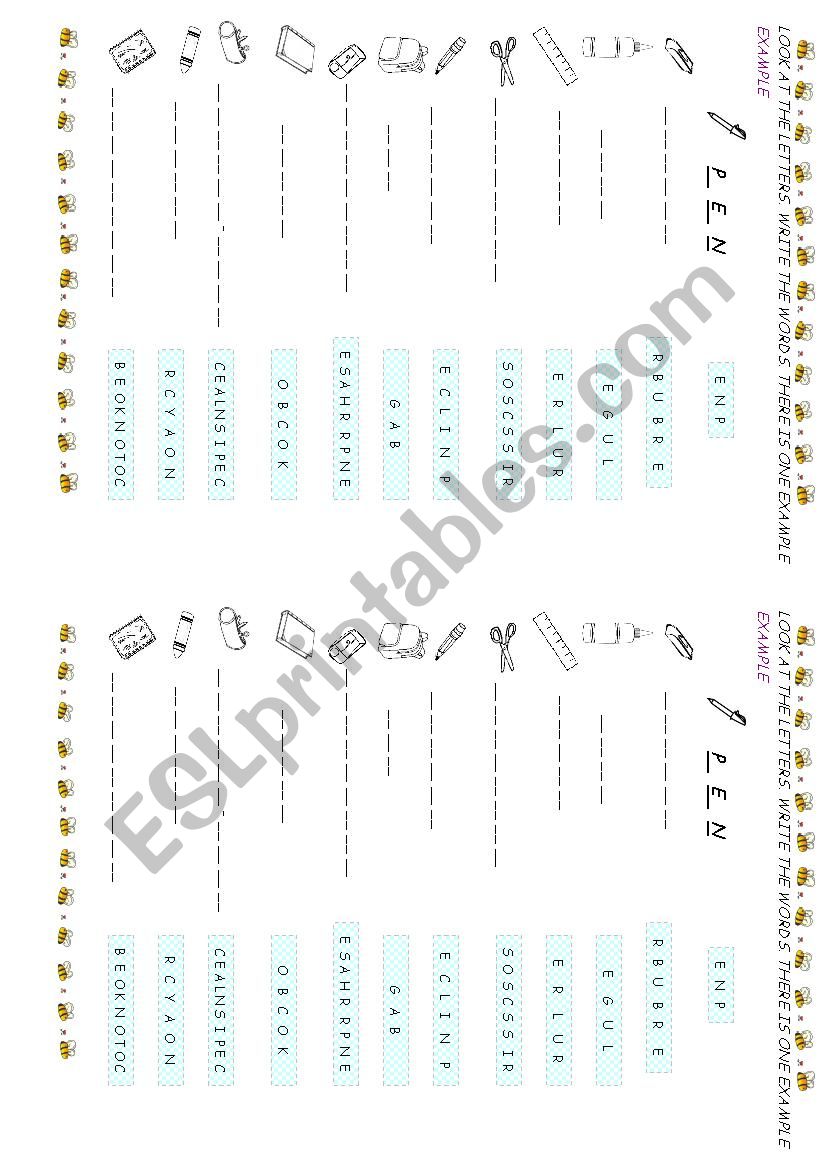 CLASSROOM OBJECTS worksheet