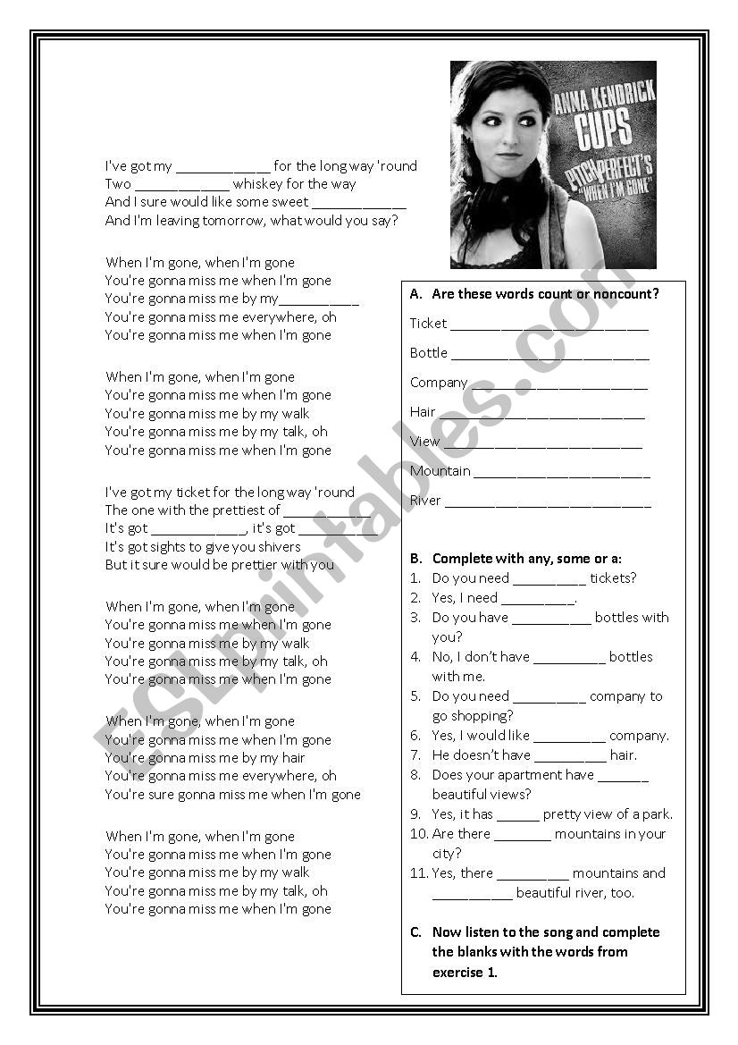 CUPS PITCH PERFECT worksheet