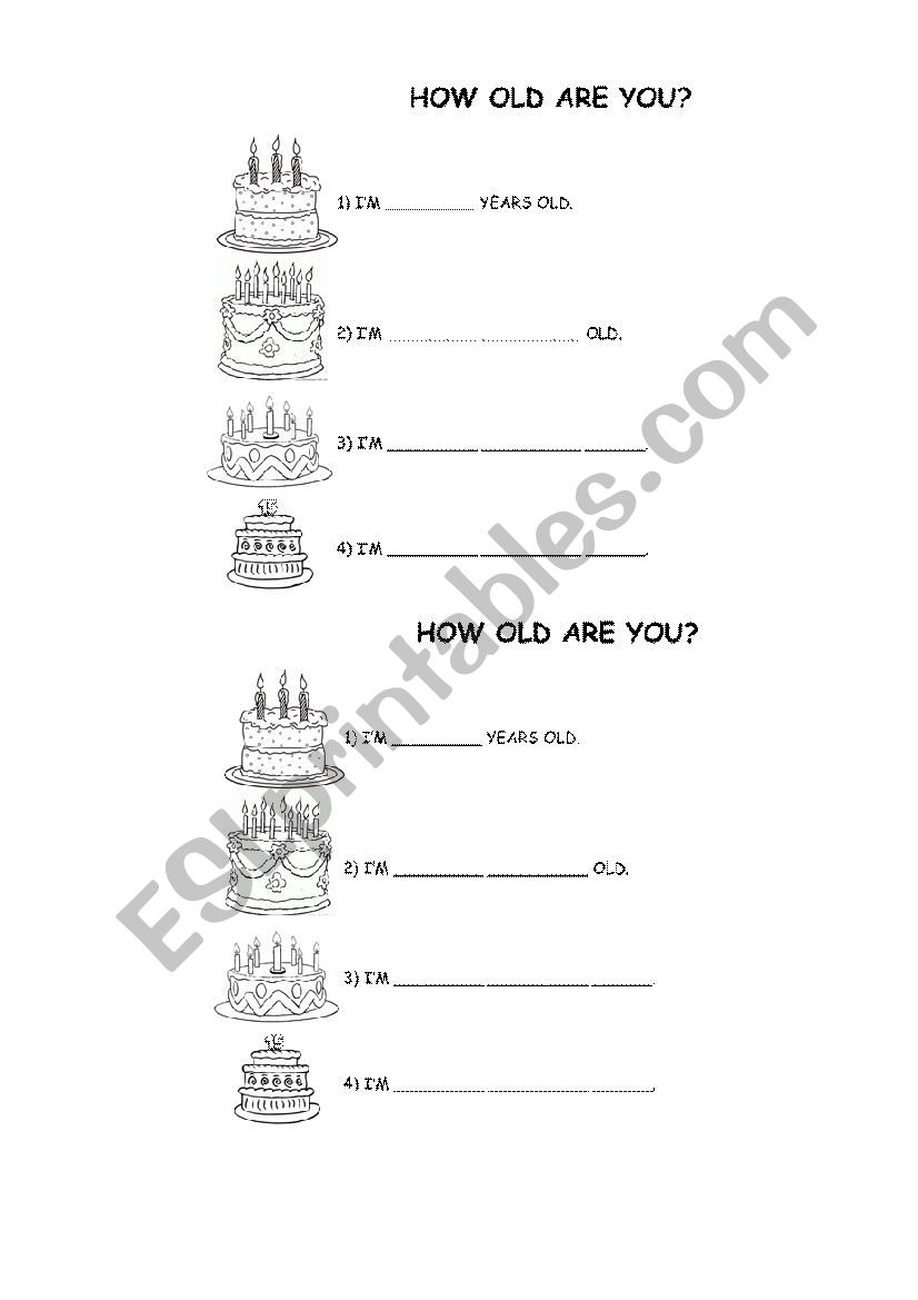 How old are you? worksheet