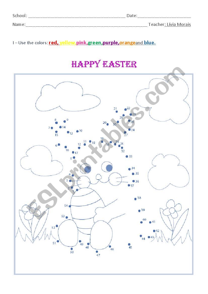 Bunny Easter and Colors worksheet