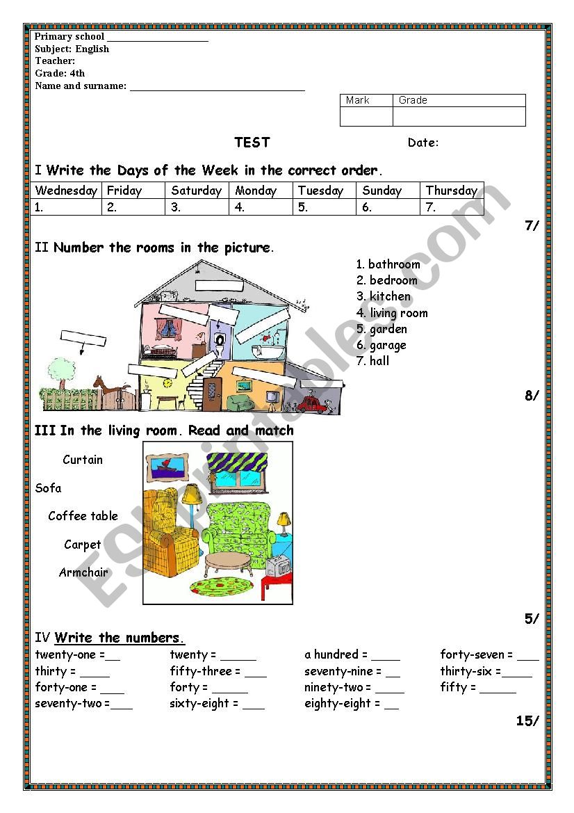 test  worksheet