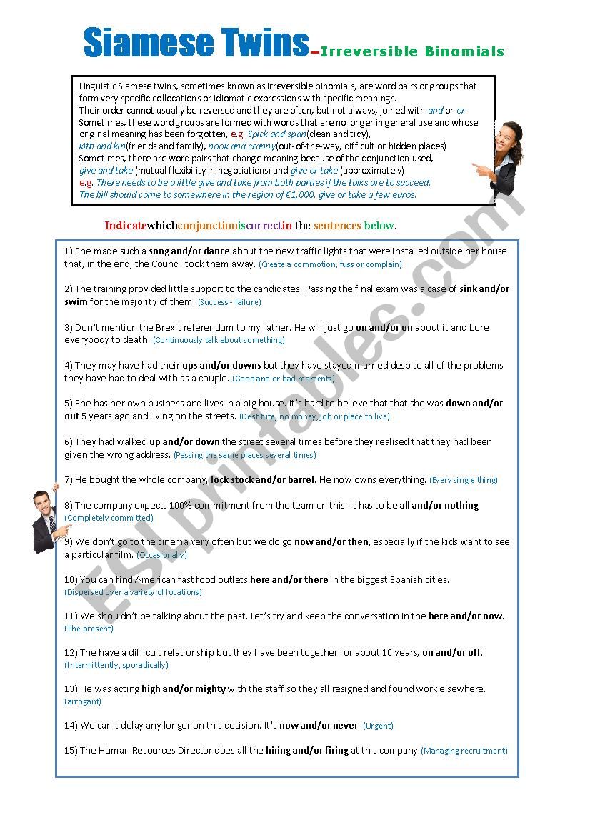 Siamese Twins - Words pairs or groups - Idioms