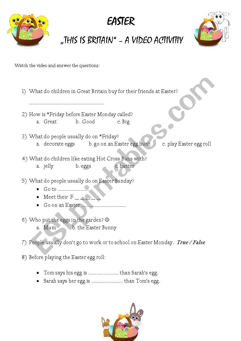 This is Britain - Easter worksheet