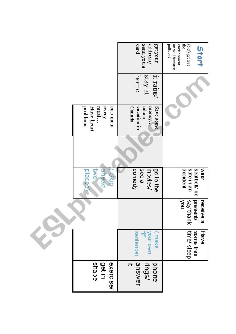 If sentences Gameboard worksheet