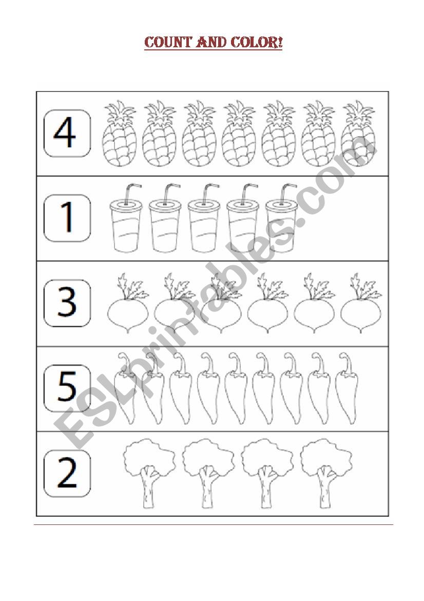 Count and Color worksheet