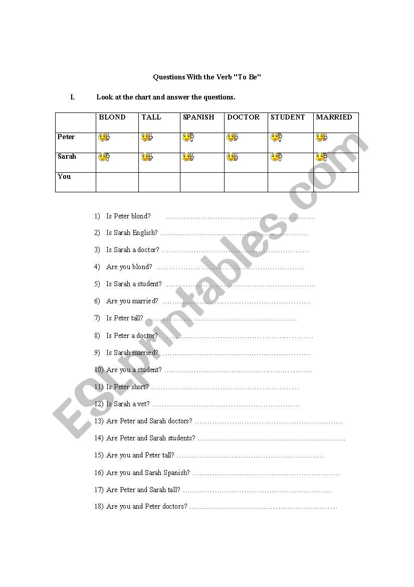 to be questions worksheet