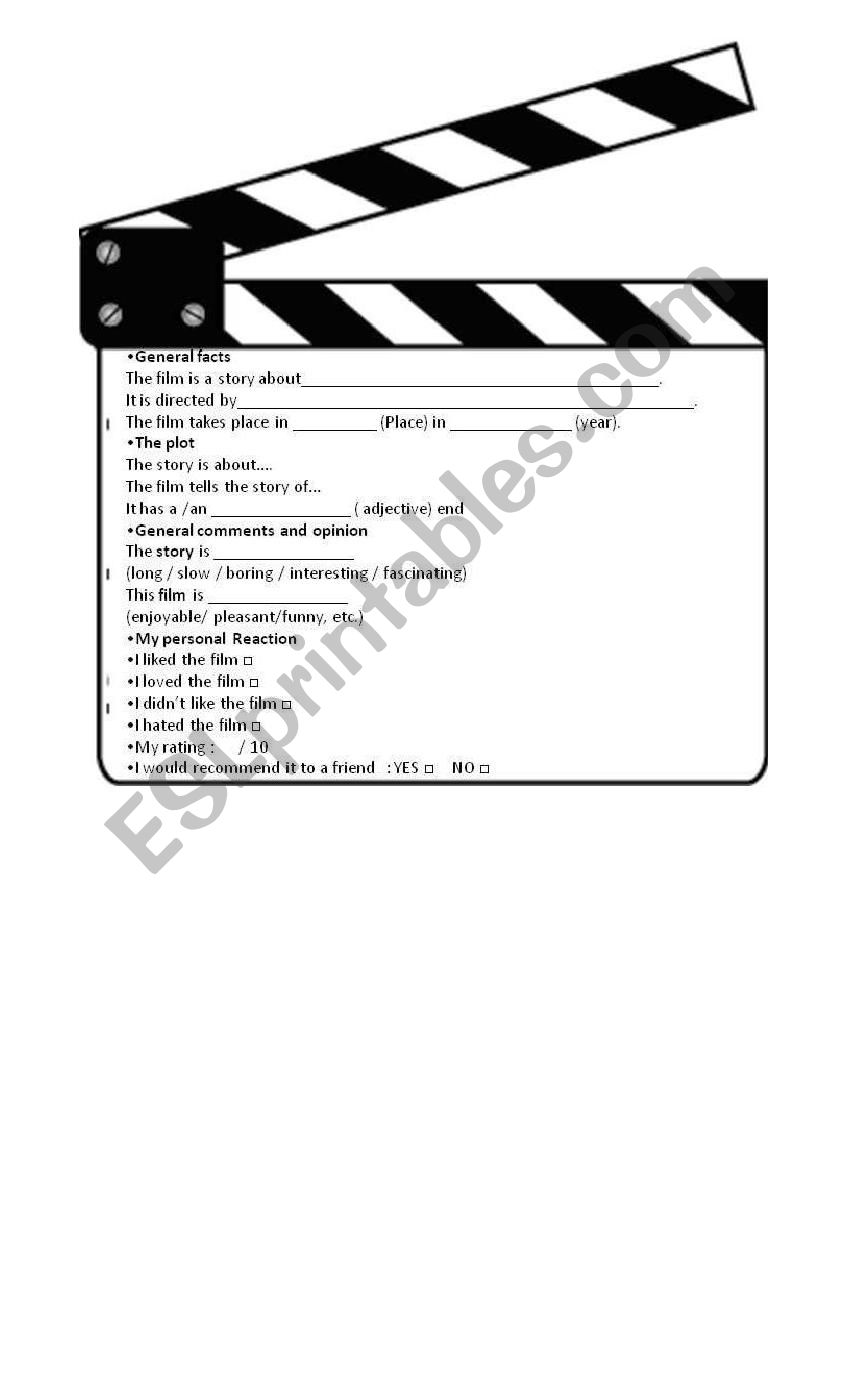 Movie Information Form worksheet
