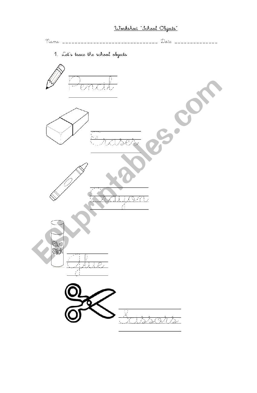 Trace and color school objects 