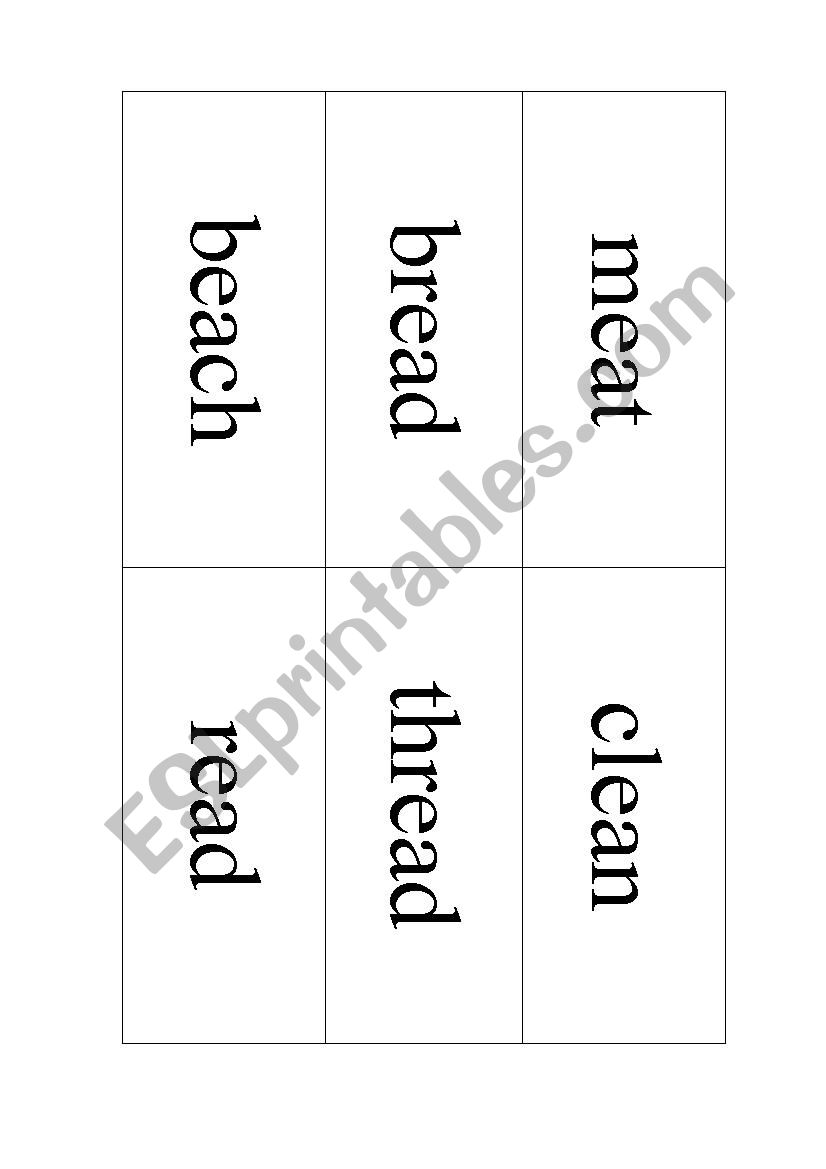 Long and Short EA words worksheet