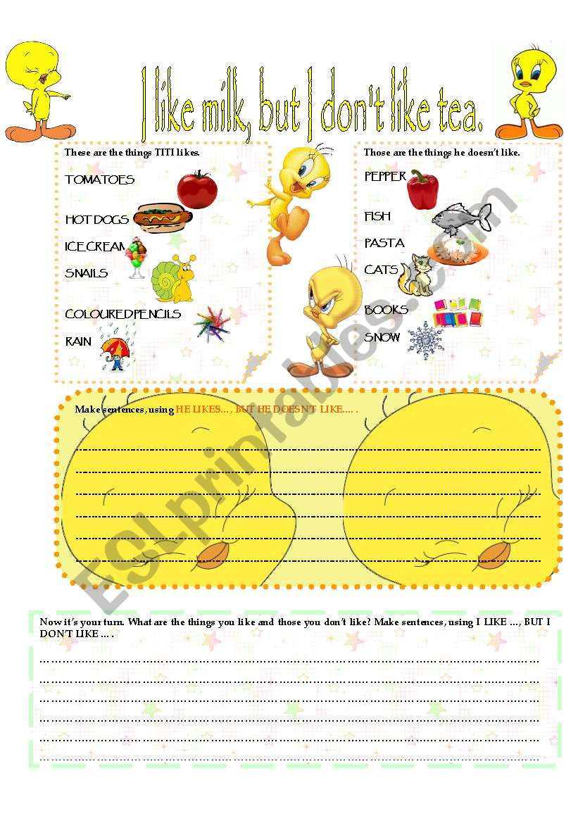 I like milk, but I donÂ´t like tea.