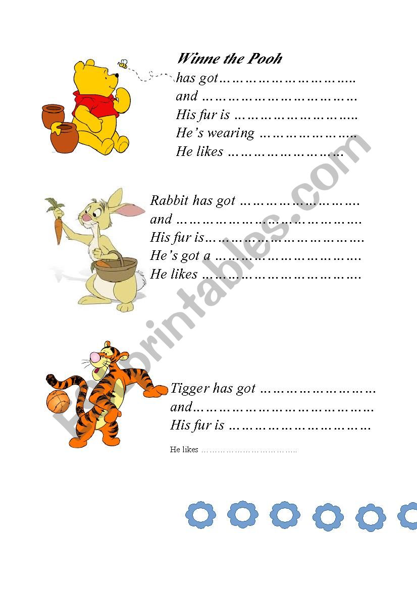 Winnie the Pooh worksheet