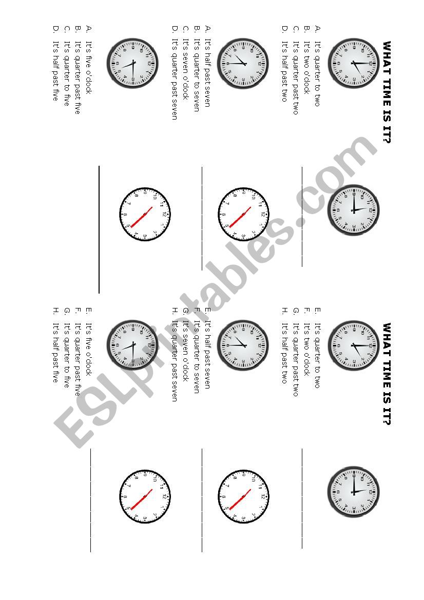 WHAT TIME IS IT? WORKSHEET worksheet