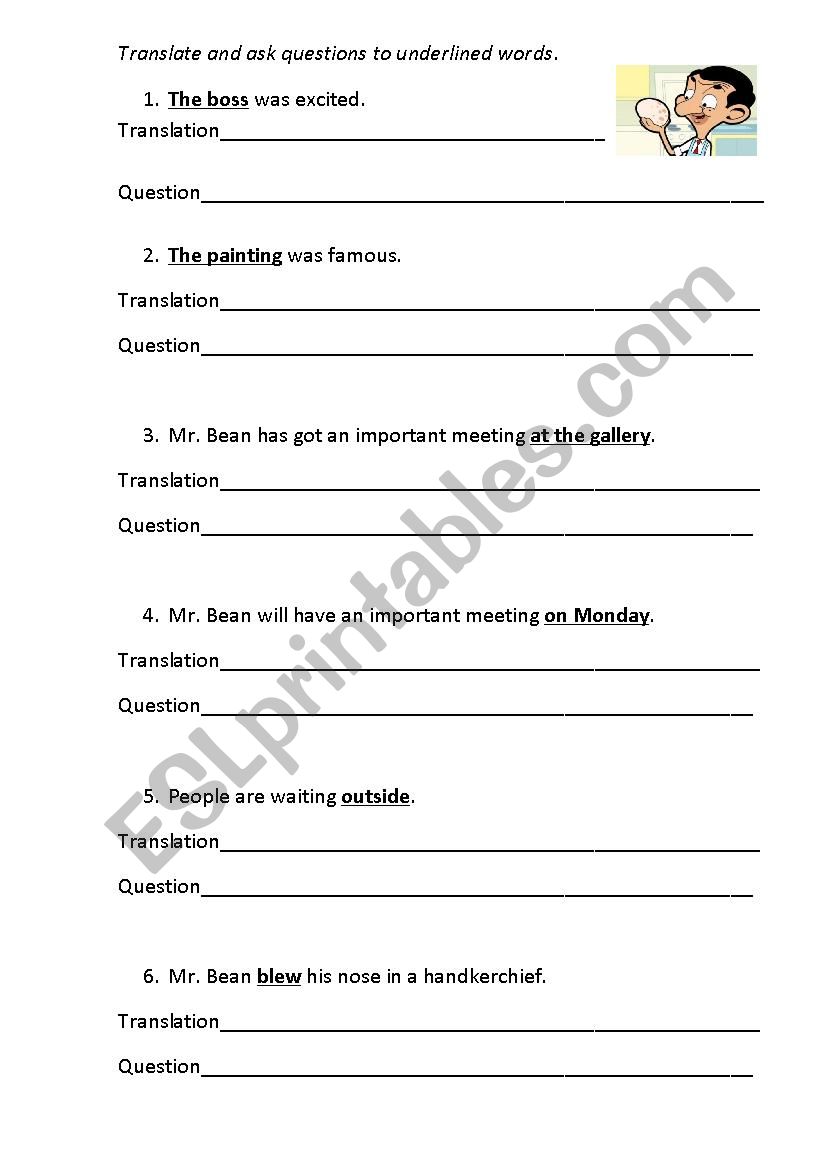 Wh-questions worksheet