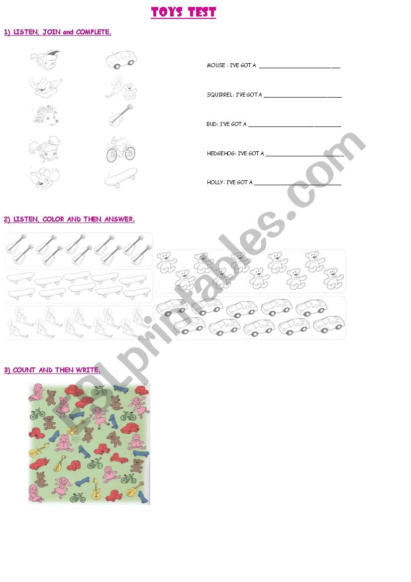 toys activities worksheet