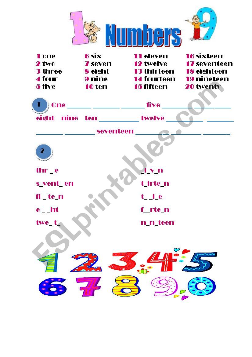 Numbers worksheet