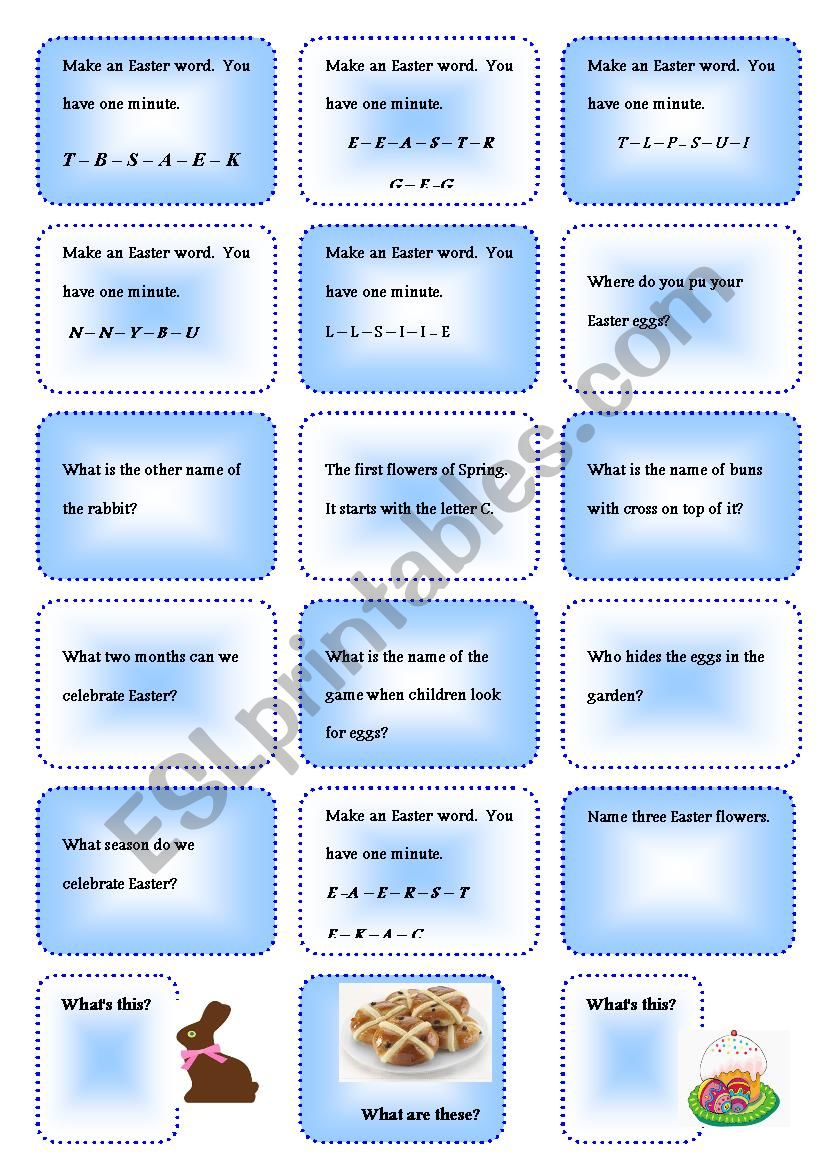 Easter game questions worksheet