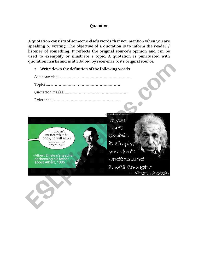 Quotations worksheet