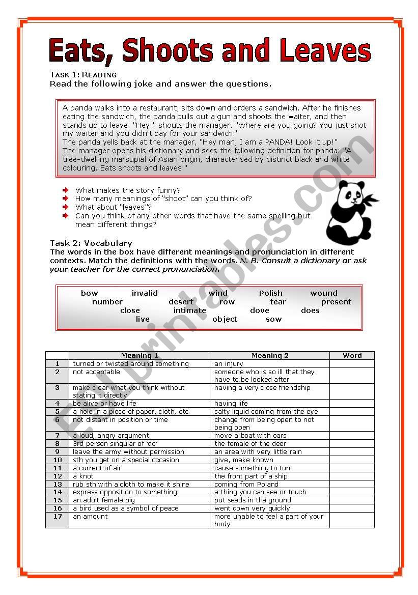 Eats Shoots and Leaves  worksheet