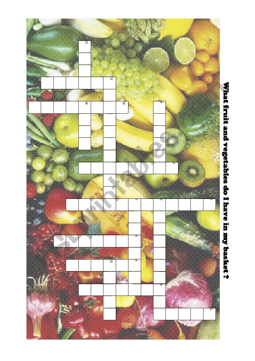 Fruit and Veggies Crosswords worksheet