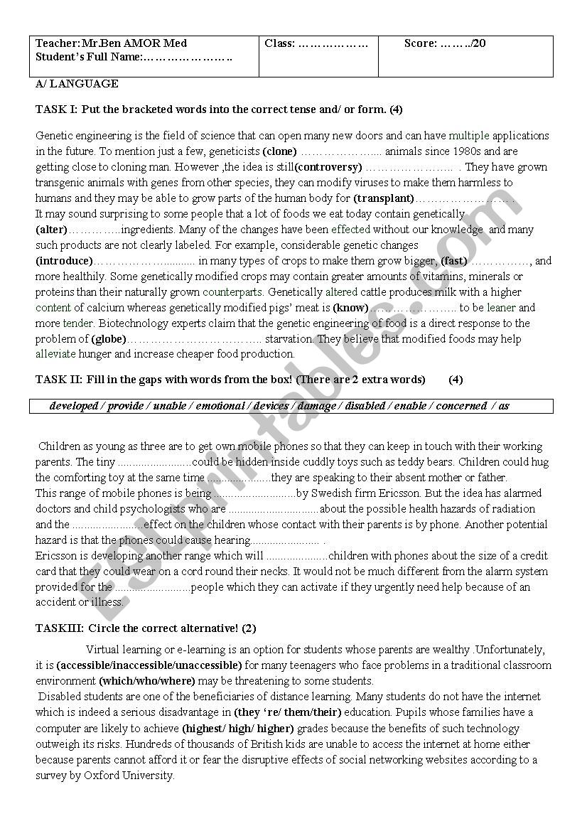 SCIENCE and TECHNOLOGY worksheet