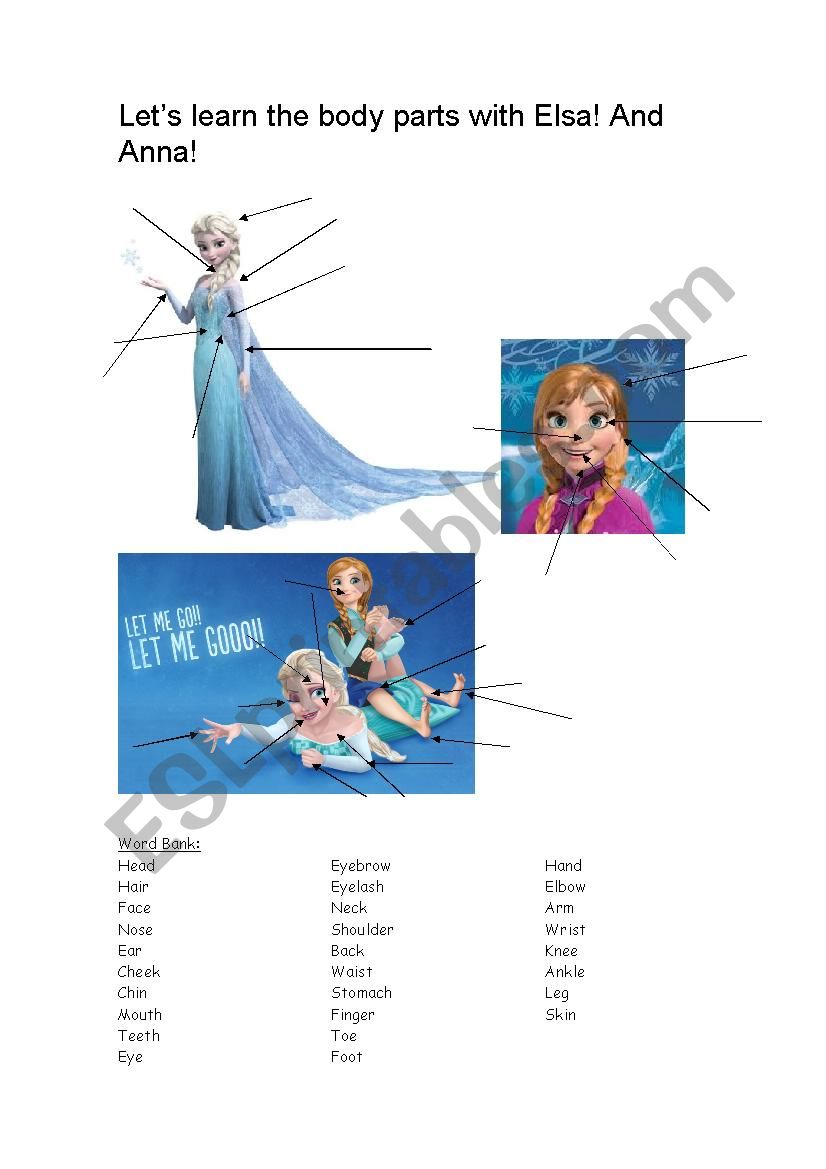 Lets learn about body parts with Elsa and Anna