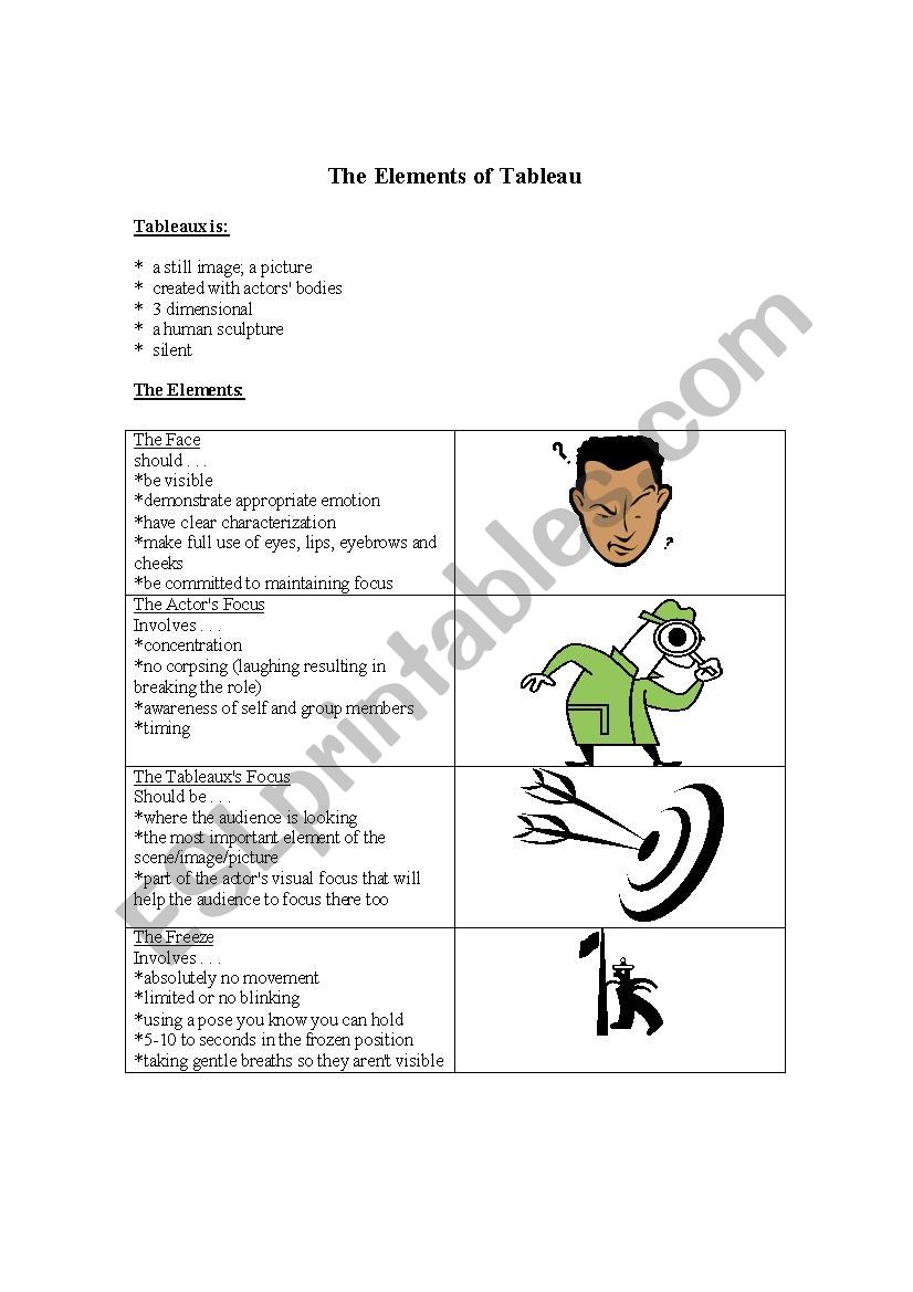 The Elements of Tableaux worksheet