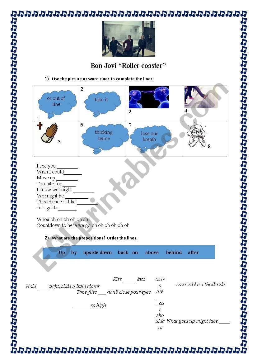 Rollercoaster by Bon Jovi worksheet