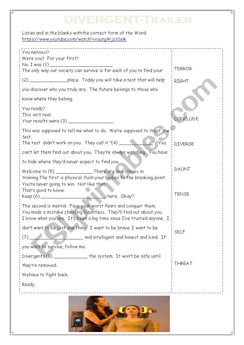 Divergent - Four Worksheets worksheet