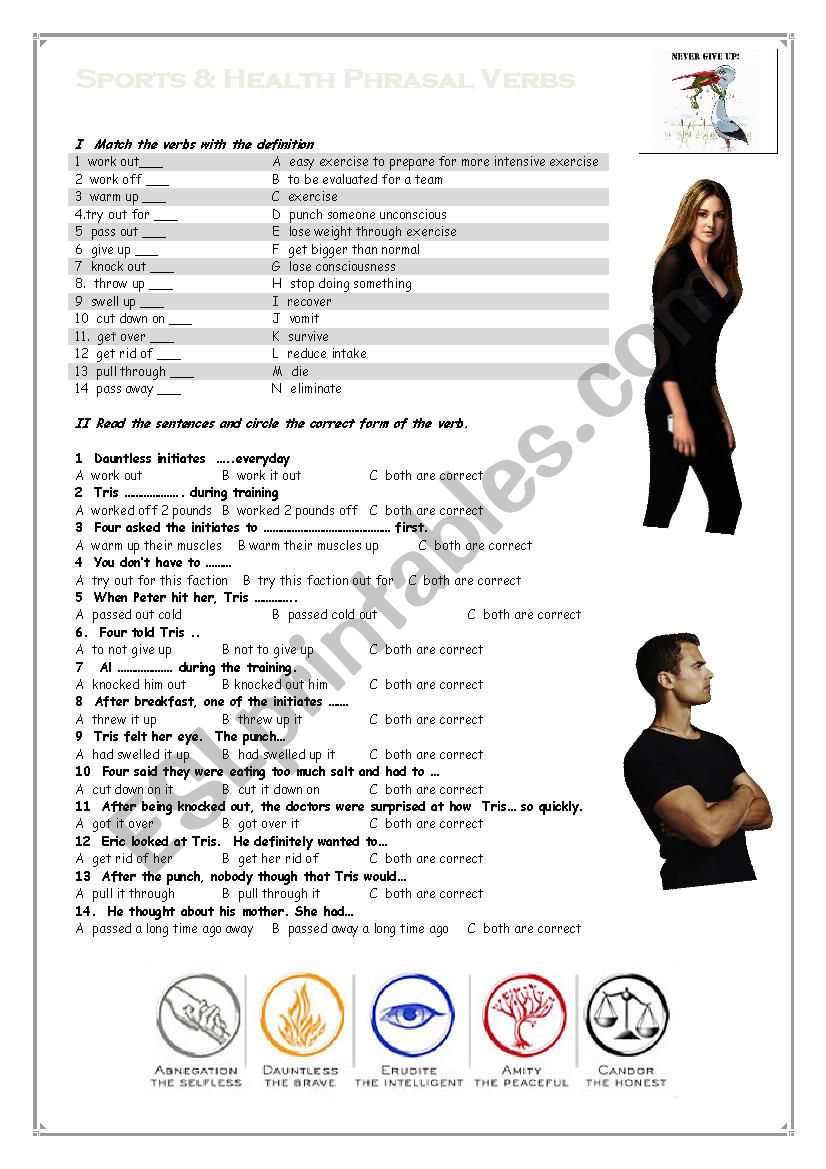 Phrasal Verbs Sports & Health Worksheet