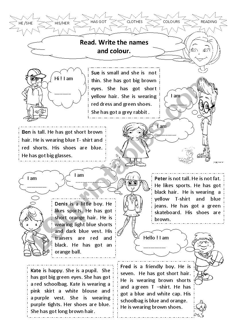 Who am I ? worksheet