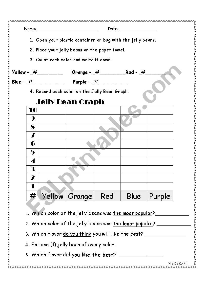 The Jelly Beans Graph worksheet