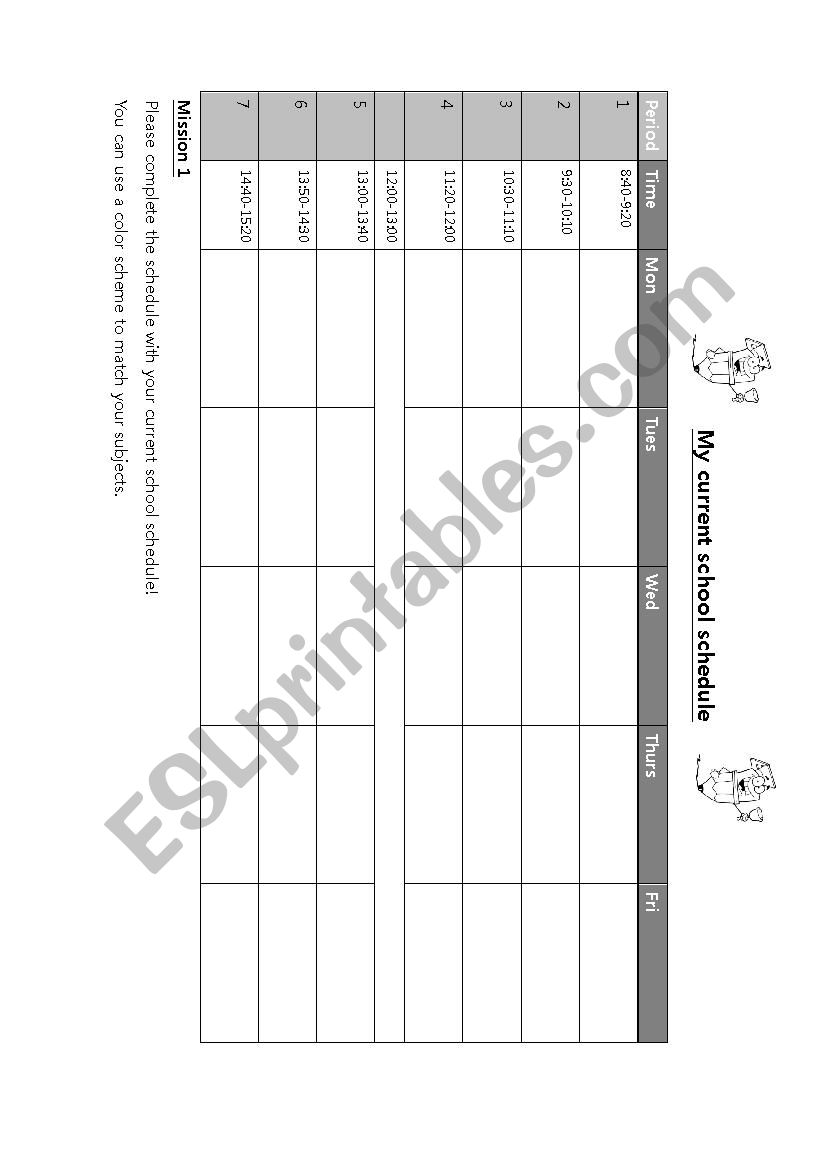 My Dream Schedule  worksheet