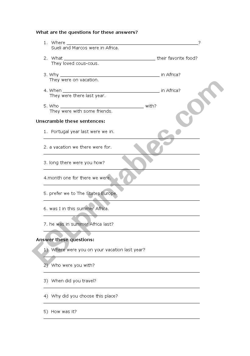 Simple past worksheet