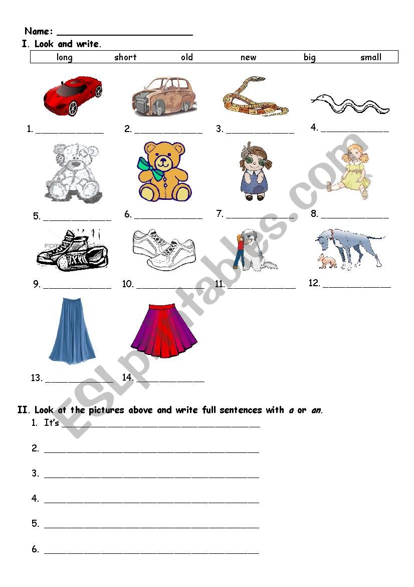 adjective and nouns worksheet