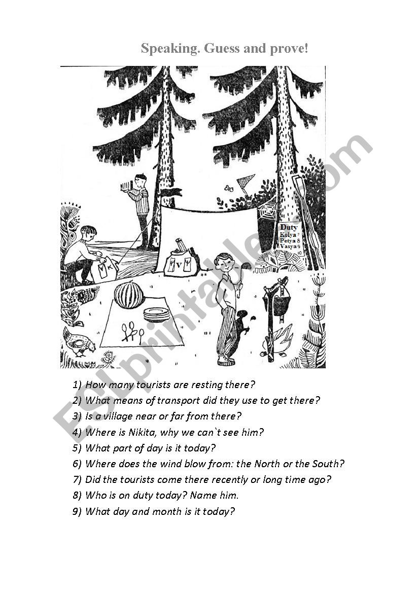 Speaking. Guess and prove worksheet