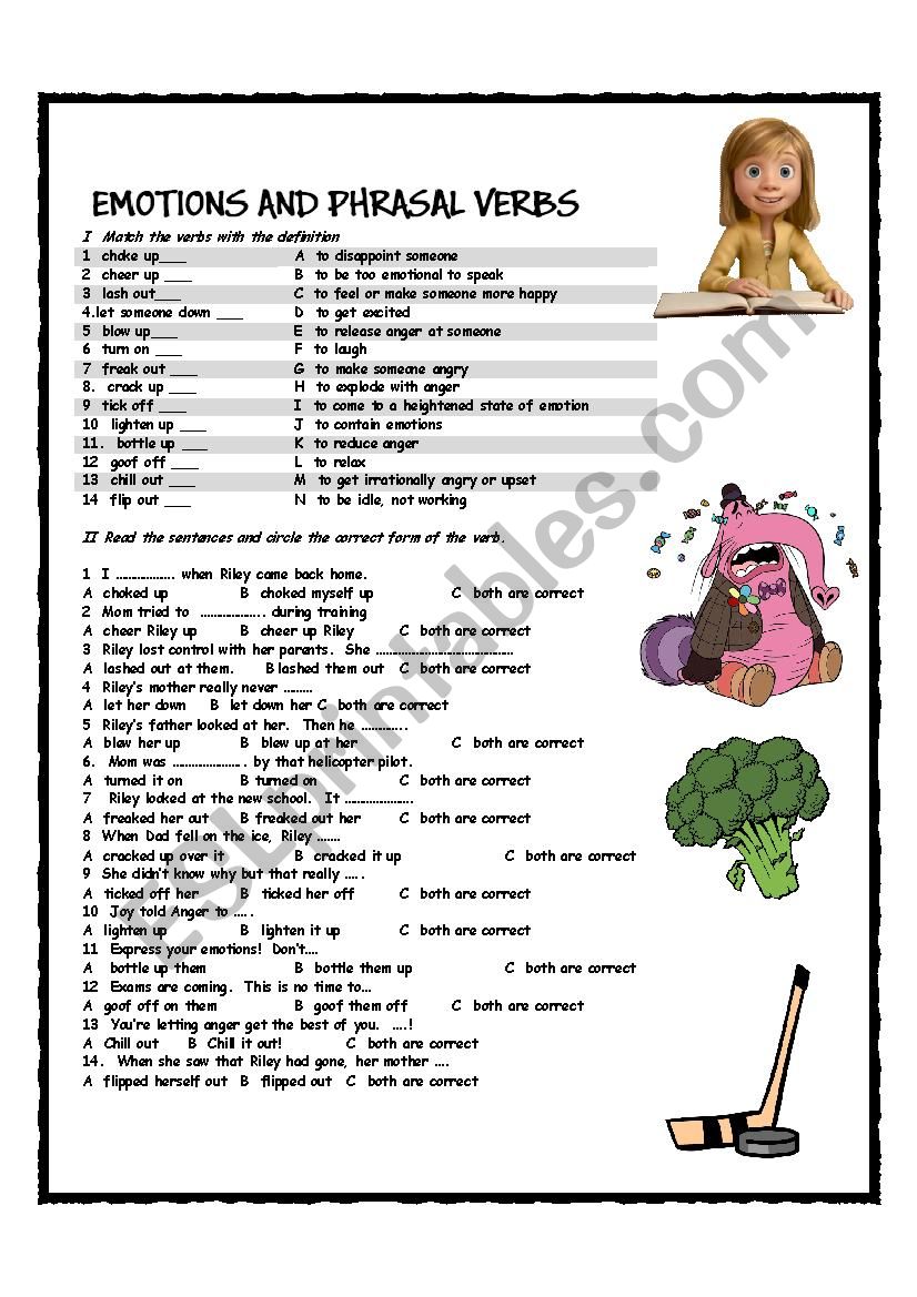 Phrasal Verbs with Emotions worksheet