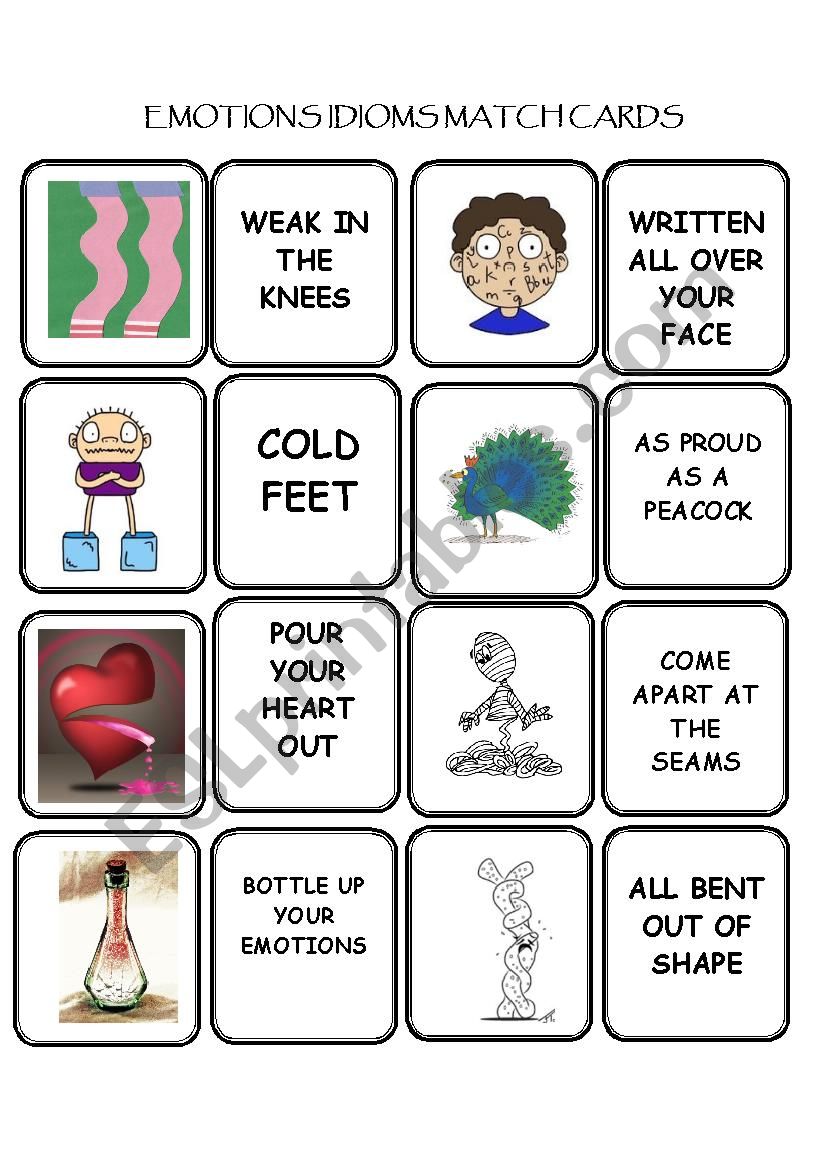 Emotions Idioms Match Cards worksheet