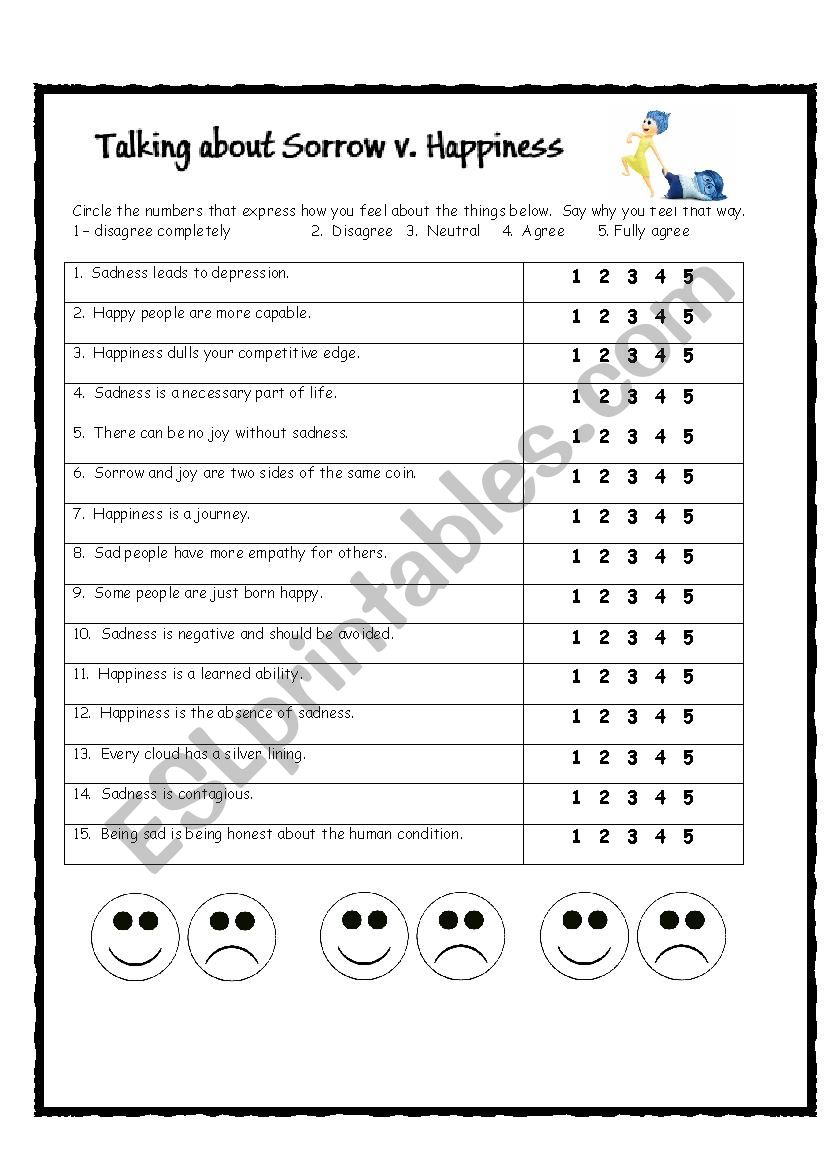 Joy v Sorrow Speaking Activity