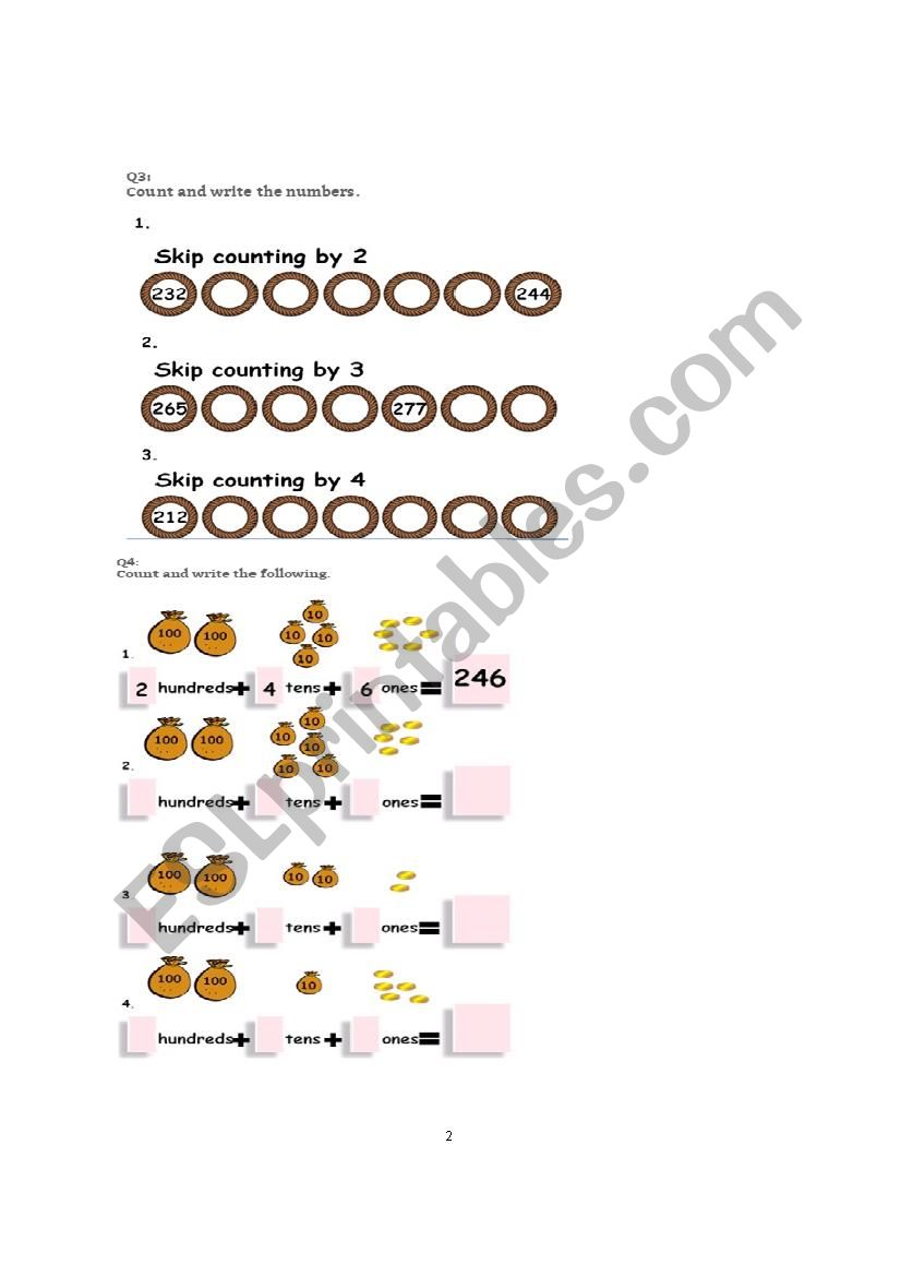 COUNTING 201 TO 300 - ESL worksheet by djramrock