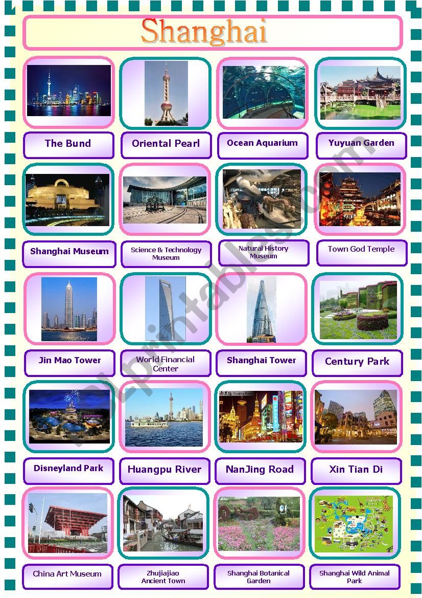 Shanghai Travel Attractions  worksheet