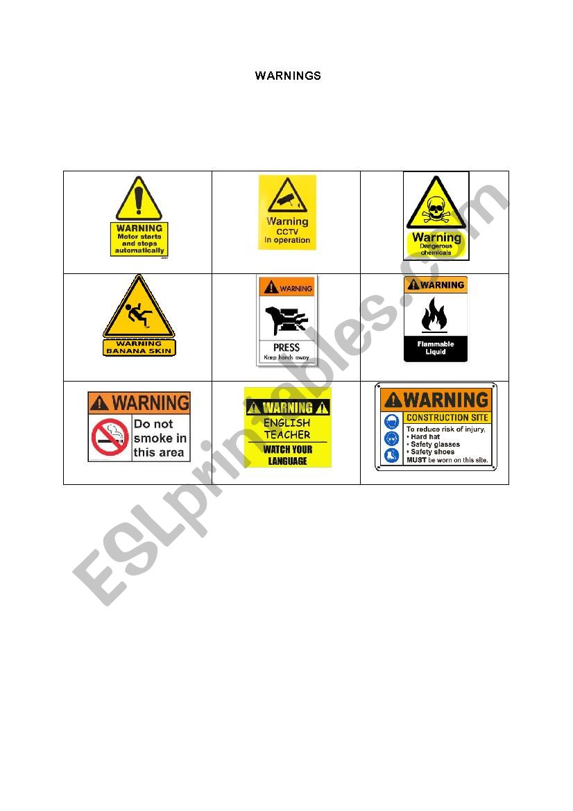 Warnings  worksheet