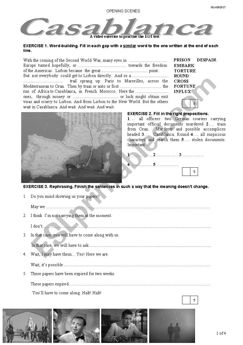 Casablanca - opening scenes worksheet