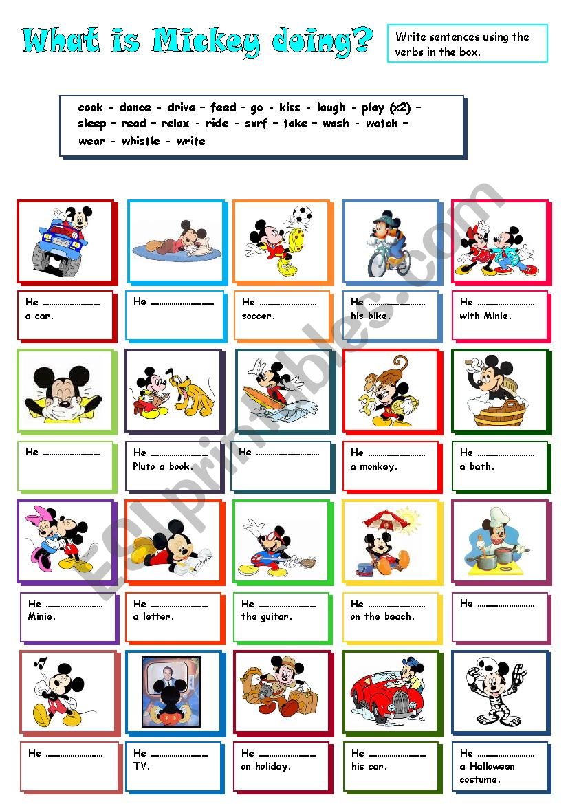 WHAT IS MICKEY DOING? worksheet