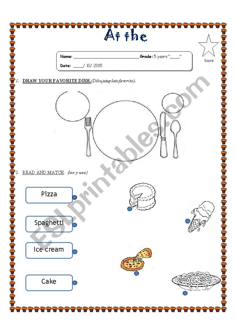 At restaurant  worksheet