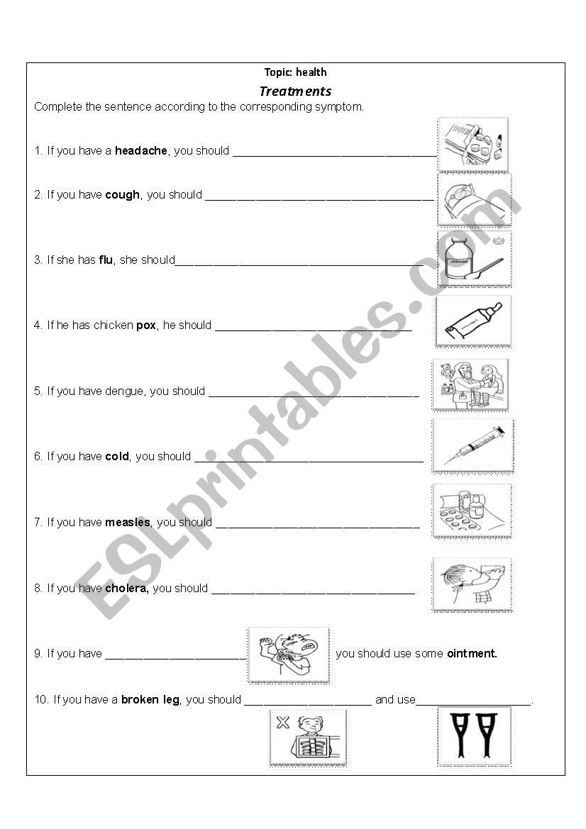 HEALTH: treatments  worksheet