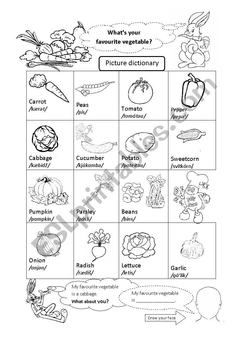 Picture Dictionary Vegetables worksheet