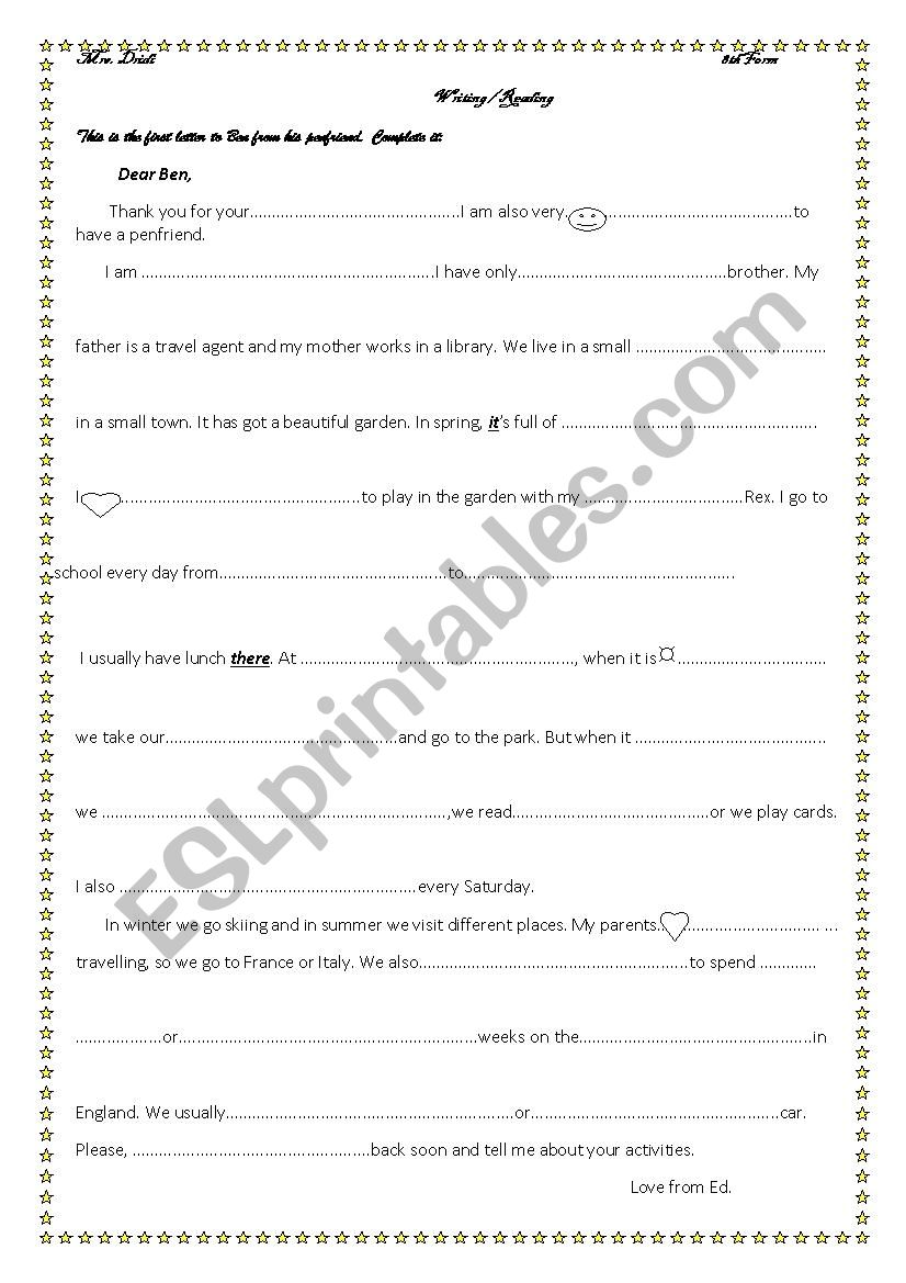 letter  worksheet