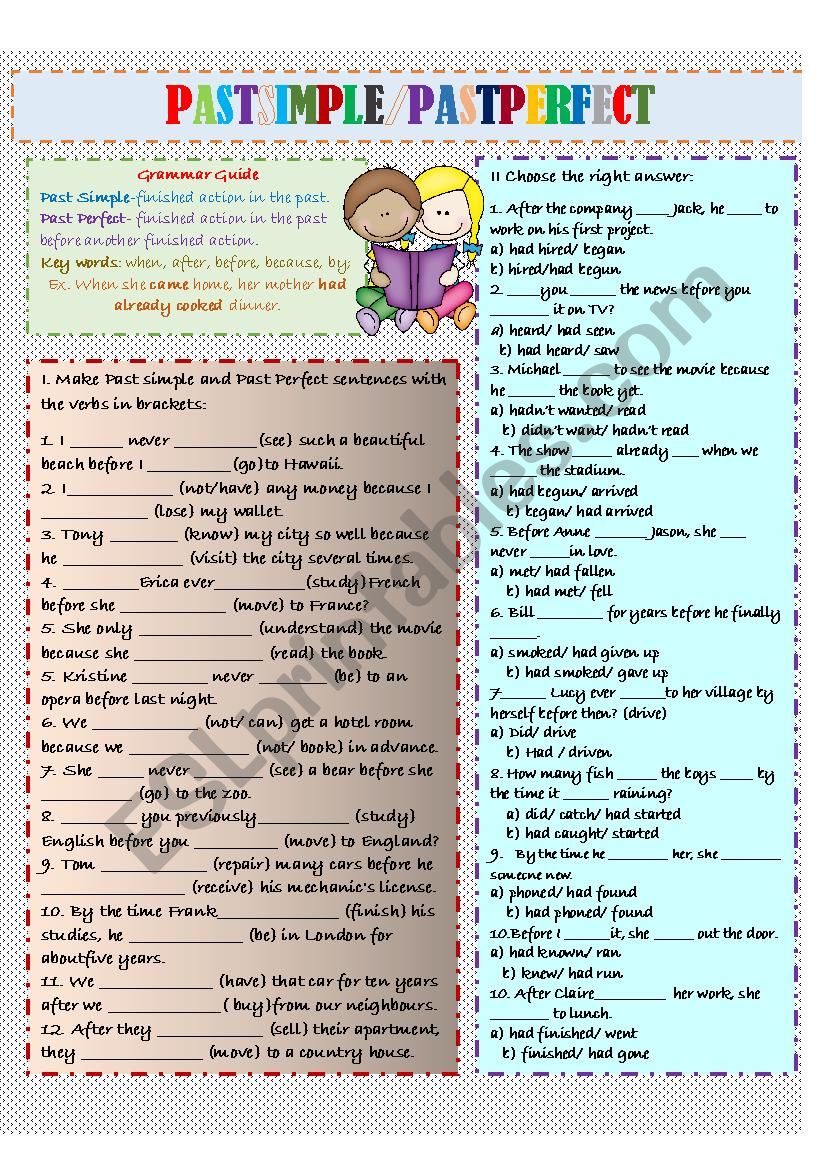 Past Perfect and Past Simple worksheet Past Perfect and Past Simple worksheet